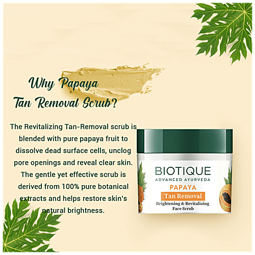 BIOTIQUE Brightening & Revitalizing Face Scrub - Papaya, Tan Removal, All Skin Type 75 g