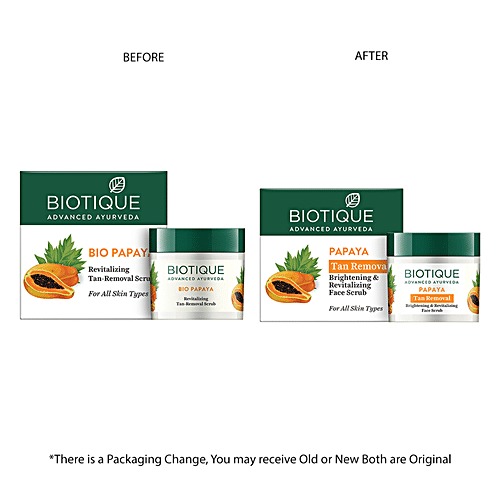 BIOTIQUE Brightening & Revitalizing Face Scrub - Papaya, Tan Removal, All Skin Type 75 g