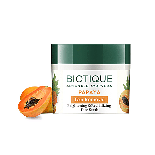 BIOTIQUE Brightening & Revitalizing Face Scrub - Papaya, Tan Removal, All Skin Type 75 g