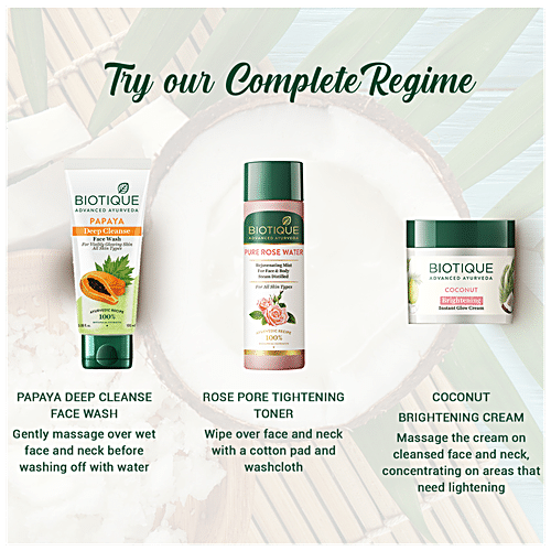 BIOTIQUE Brightening Instant Glow Cream - Coconut, For All Skin Type 50 g
