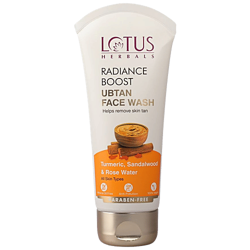 LOTUS HERBALS Radiance Boost Ubtan Face Wash - Turmeric, Sandalwood & Rose Water, Paraben Free 100 g