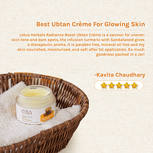 LOTUS HERBALS Radiance Boost Ubtan Face Creme - SPF 20, PA+++, Paraben Free, For All Skin Types 50 g