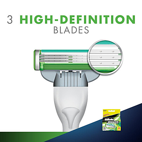 GILLETTE Mach3 Sensitive Manual Shaving Blades for MenPack of 4 Cartridges 4 pcs