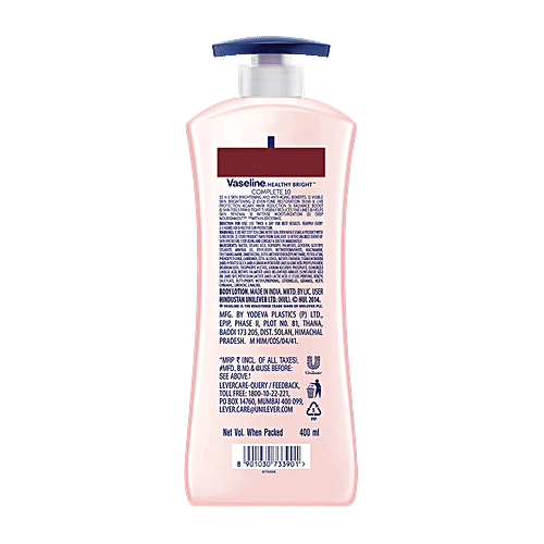 VASELINE Healthy Bright Complete 10 Anti-Ageing Body Lotion - 10 In 1 Skin Benefits + Vaseline Jelly, AHA, Non-Greasy 400 ml