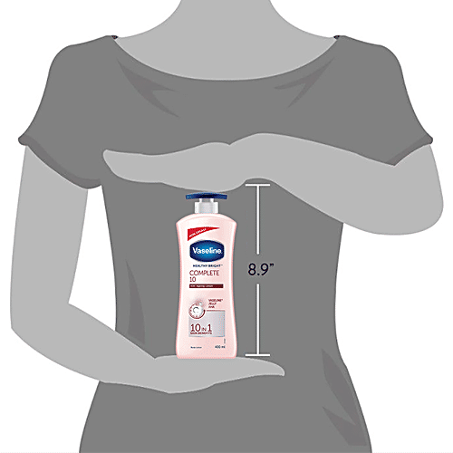 VASELINE Healthy Bright Complete 10 Anti-Ageing Body Lotion - 10 In 1 Skin Benefits + Vaseline Jelly, AHA, Non-Greasy 400 ml