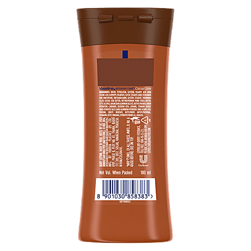 VASELINE Intensive Care Cocoa Glow Body Lotion - With Shea Butter, Non-Greasy Formula 100 ml