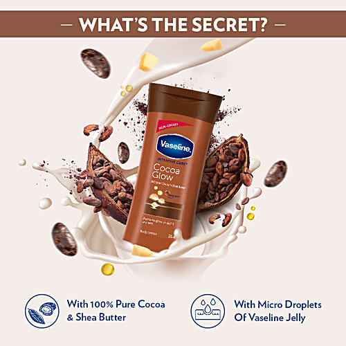 VASELINE Intensive Care Cocoa Glow Body Lotion - With Shea Butter, Non-Greasy Formula 100 ml