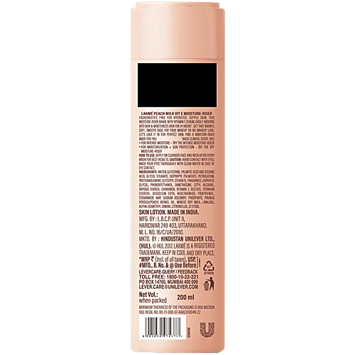 LAKME Peach Milk With Vit E + SPF 24 Moisture-Riser 200 ml