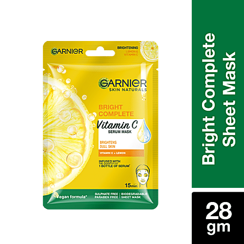 GARNIER Milky Face Serum Sheet Mask - With Vitamin C, Reduces Dark Spots 28 g