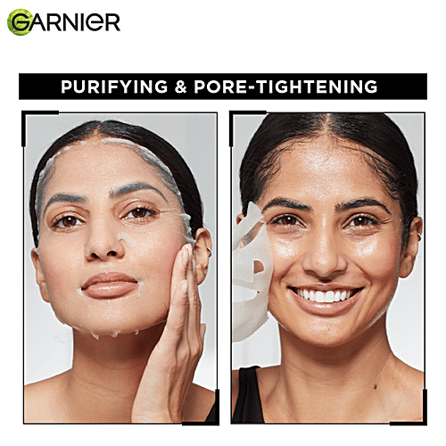 GARNIER Pure Charcoal Black Serum Face Sheet Mask - For Oily Skin With Open Pores 28 g
