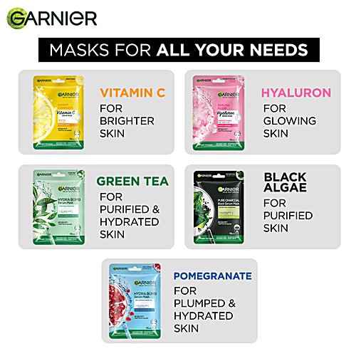 GARNIER Pure Charcoal Black Serum Face Sheet Mask - For Oily Skin With Open Pores 28 g