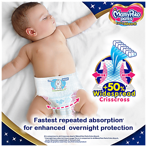 MAMY POKO Pants Diaper Extra Absorb - Medium Size, Prevents Leakage, Pull Up 6 pcs