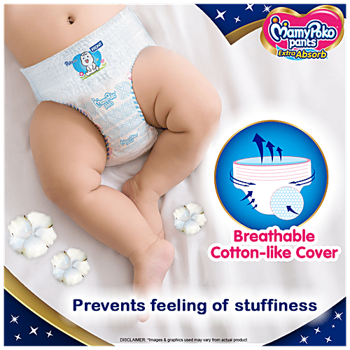 MAMY POKO Pants Diaper Extra Absorb - Medium Size, Prevents Leakage, Pull Up 6 pcs