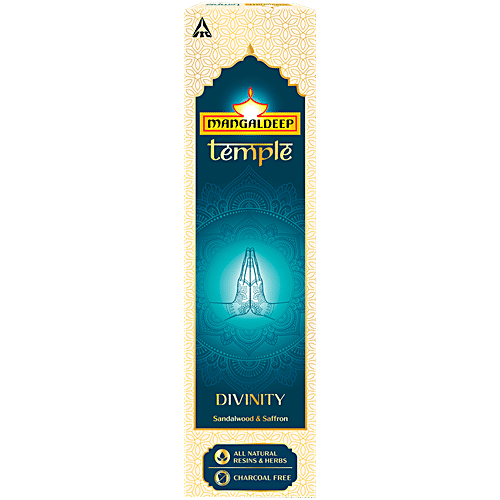 MANGALDEEP Temple Divinity Incense Sticks - Sandalwood & Saffron 20 pcs