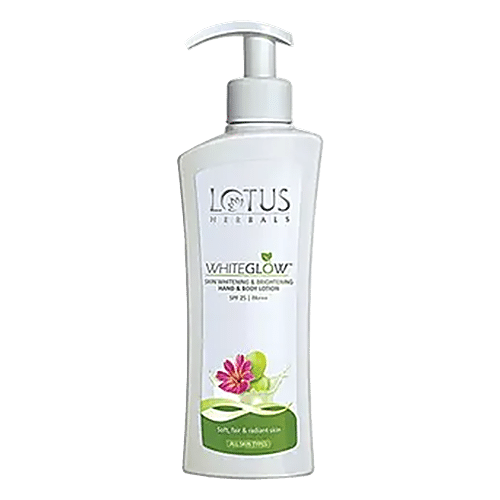 LOTUS HERBALS Whiteglow SPF 25 PA+++ Skin Whitening & Brightening Hand & Body Lotion - All Skin Types 300 ml