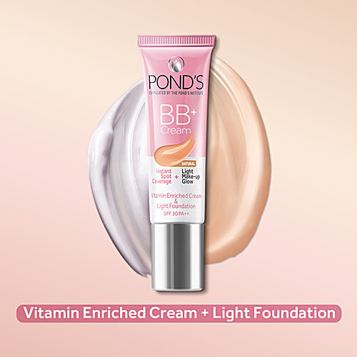 PONDS BB+ Cream - With SPF 30 PA++, For Spot Coverage, Light Make-Up Glow 9 g