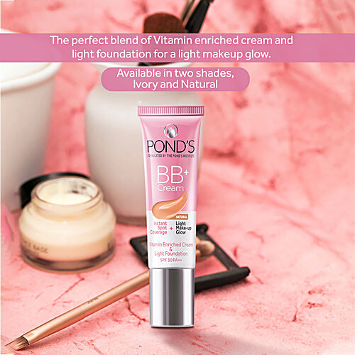 PONDS BB+ Cream - With SPF 30 PA++, For Spot Coverage, Light Make-Up Glow 9 g