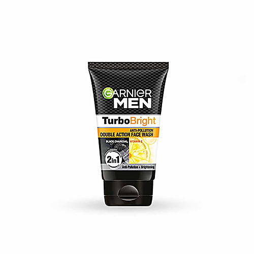 GARNIER MEN Turbo Bright Anti-Pollution Double Action Face Wash - Cleans Skin Deeply 100 g