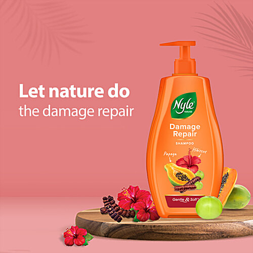 NYLE Naturals Damage Repair Shampoo - With Papaya & Hibiscus 800 ml