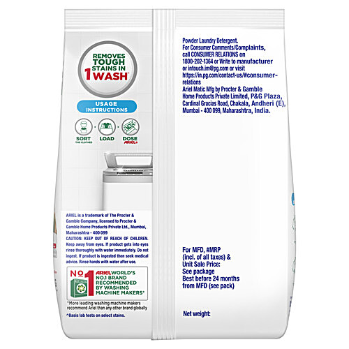 ARIEL Matic Detergent Powder Top Load - Stain Removal In Washing Machine 2 kg