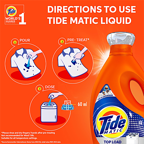 TIDE Matic Liquid Detergent Top Load - Stain Removal In Washing Machine 850 ml