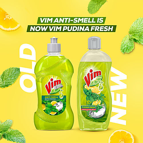 VIM ProClean Dishwash Liquid Gel With Mint, Cooling Freshness, Removes Tough Grease & Odours 500 ml