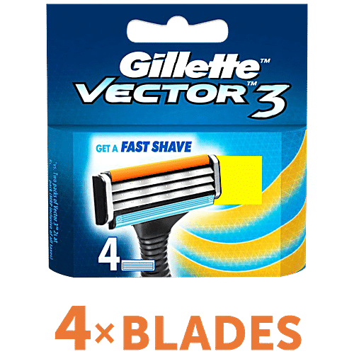 GILLETTE Vector3 Razor Blades for Men (Pack of 4 Cartridges) 4 pcs