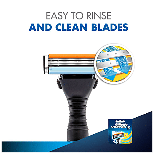 GILLETTE Vector3 Razor Blades for Men (Pack of 4 Cartridges) 4 pcs