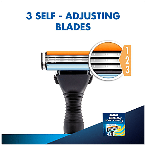 GILLETTE Vector3 Razor Blades for Men (Pack of 4 Cartridges) 4 pcs