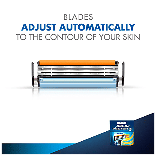 GILLETTE Vector3 Razor Blades for Men (Pack of 4 Cartridges) 4 pcs