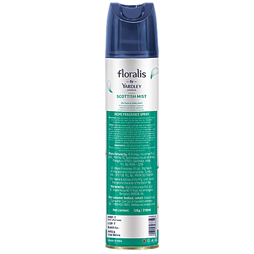 YARDLEY LONDON Floralis Scottish Mist Home Fragrance Spray/Air Freshener 210 ml