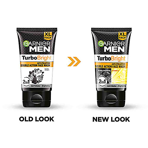 GARNIER MEN Turbo Bright Anti-Pollution Double Action Face Wash 150 g