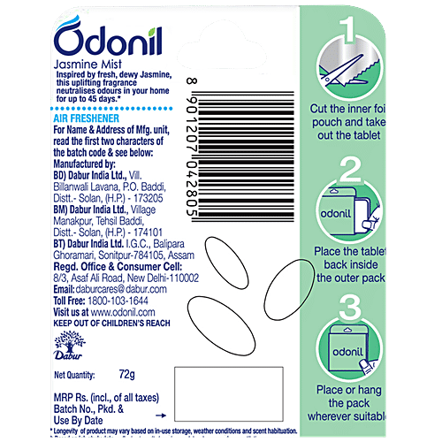 ODONIL  Bathroom Air Freshener Blocks - Jasmine Mist 72 g
