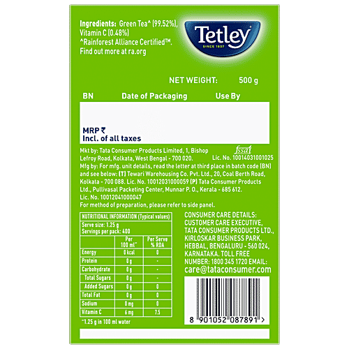 TETLEY Long Leaf Original Green Tea - Detoxifies Body 500 g