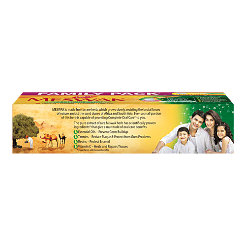 DABUR MESWAK Toothpaste, with Free Toothbrush - For Complete Gum Care, Paraben & Fluoride Free 300g