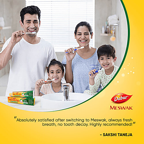 DABUR MESWAK Toothpaste, with Free Toothbrush - For Complete Gum Care, Paraben & Fluoride Free 300g