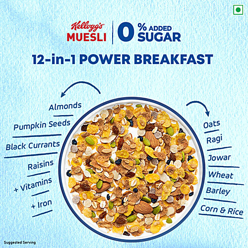 KELLOGG'S Muesli 0% Added Sugar - 12 In 1 Power Breakfast 500 g