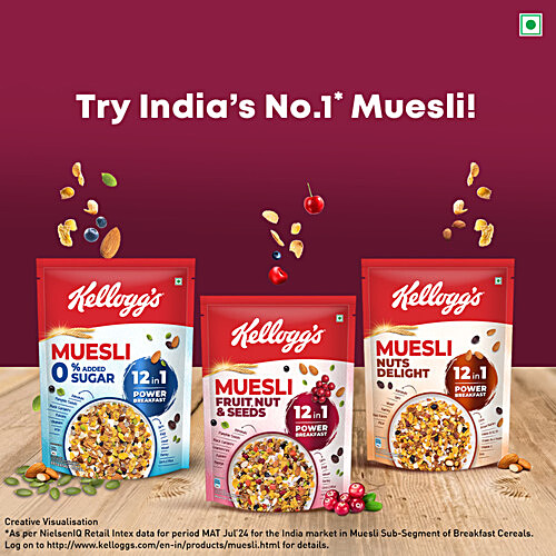 KELLOGG'S Muesli 0% Added Sugar - 12 In 1 Power Breakfast 500 g