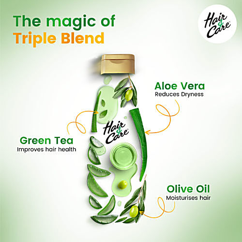HAIR & CARE Triple Blend Non-sticky Hair Oil - For Damage Repair, Aloe Vera, Olive Oil & Green Tea, Classic Fragrance 100 ml