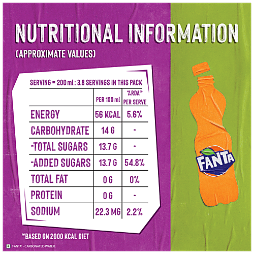 FANTA Soft Drink - Orange Flavoured, Refreshing 750 ml