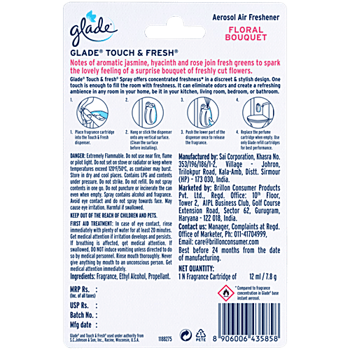 GLADE Touch & Fresh Aerosol Air Freshener - Floral Perfection 12 ml