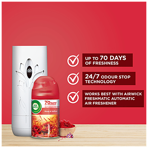AIRWICK Freshmatic Automatic Air Freshener Spray Refill, Rose & Saffron 250 ml