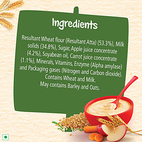NESTLE  Cerelac Baby Cereal - With Milk, Wheat Apple Carrot, From 6 To 24 Months 300 g