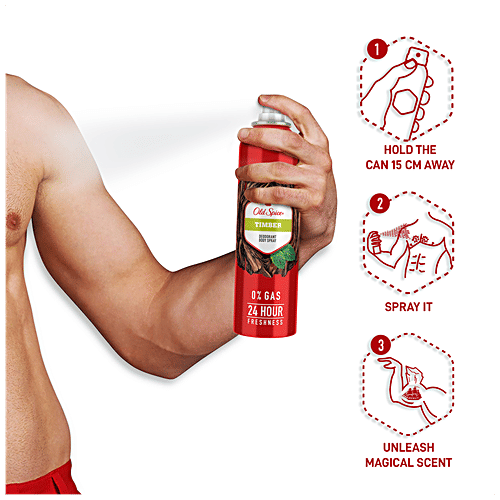 OLD SPICE Deodorant Body Spray - Timber, 0% Gas & 24 Hour Freshness, Long-Lasting Fragrance 140 ml