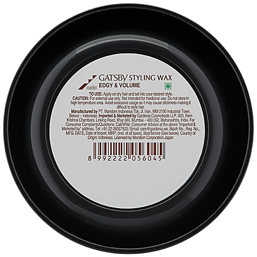 GATSBY Hair Styling Wax Hyper Quiff - Edgy & Volume, Long-Lasting Effect, Fresh New Fragrance 75 g