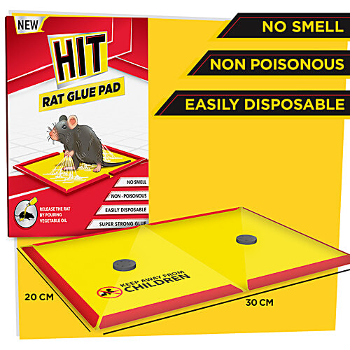 HIT Rat/Mouse Glue Pad - No Smell, Non-Poisonous, Jumbo Size 3 pcs
