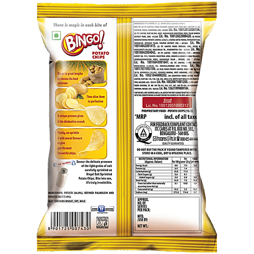 BINGO! Original Style Potato Chips - Salt Sprinkled 43 g