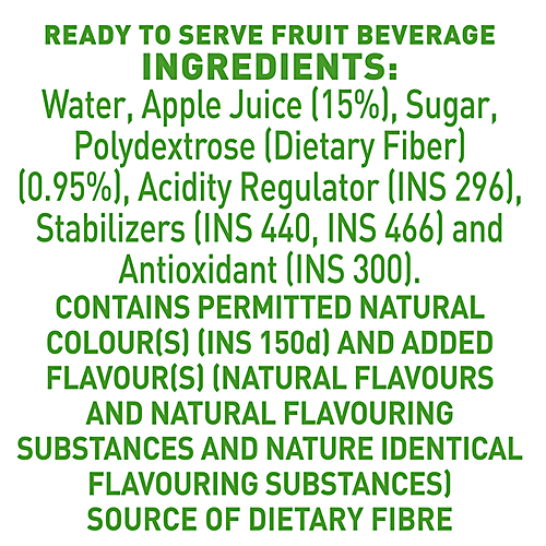 B NATURAL Apple Juice - Rich In Fibre, Vitamin C & E, 100% Fruit Pulp & 0% Concentrate 180 ml