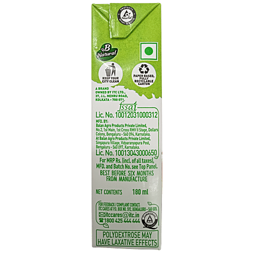 B NATURAL Apple Juice - Rich In Fibre, Vitamin C & E, 100% Fruit Pulp & 0% Concentrate 180 ml